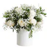 White roses in white hat box