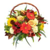 Composition with seasonal flowers